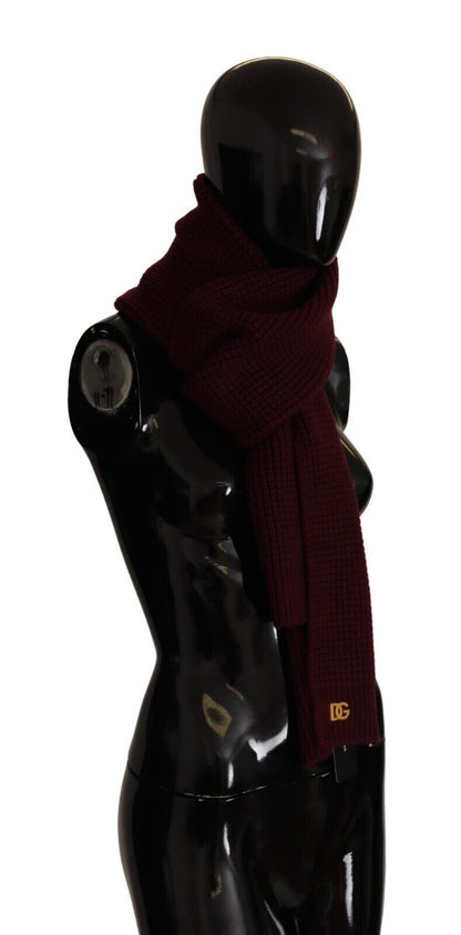 Dolce &amp; Gabbana Elegant Cashmere Knit Scarf in Dark Red