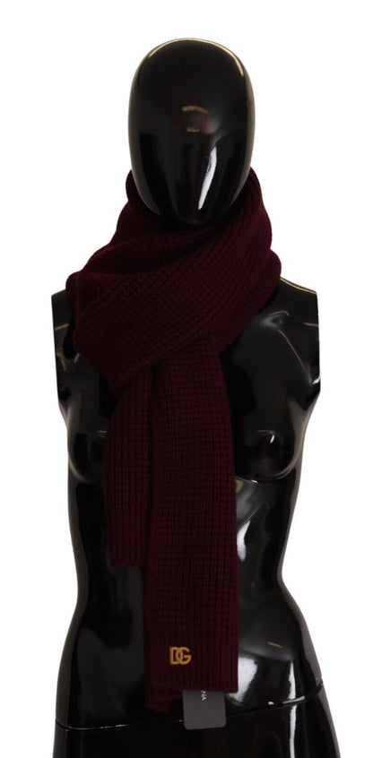 Dolce &amp; Gabbana Elegant Cashmere Knit Scarf in Dark Red