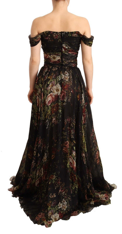 Dolce &amp; Gabbana Floral Silk Off-Shoulder Long Dress