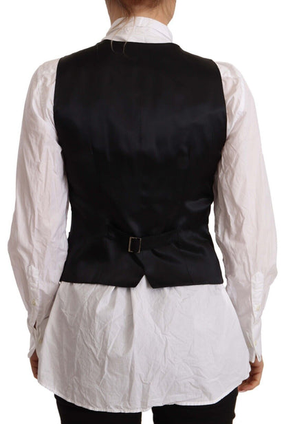 Dolce &amp; Gabbana Elegant Black Wool Blend Waistcoat