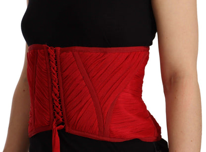 Dolce & Gabbana Elegant Red Silk Corset Belt Top