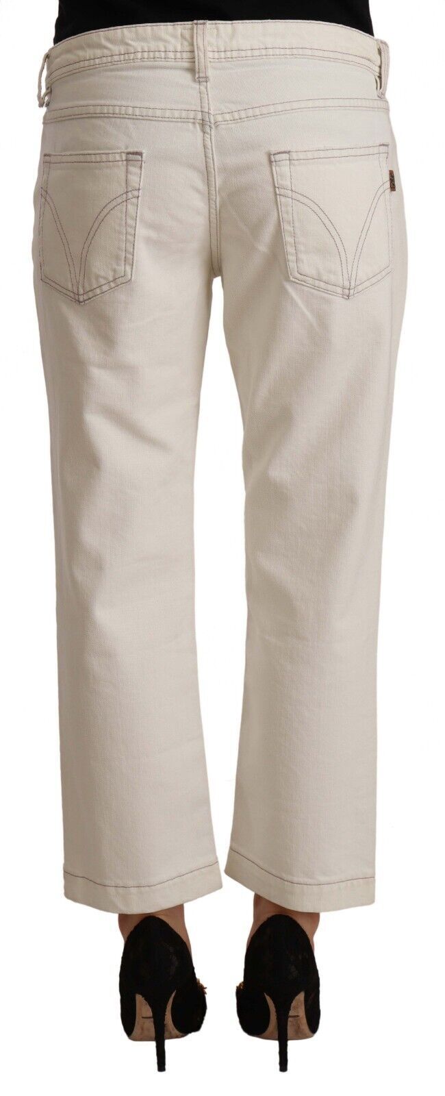 Dolce &amp; Gabbana Chic Off-White Cropped Jeans - Fashionista Must-Have