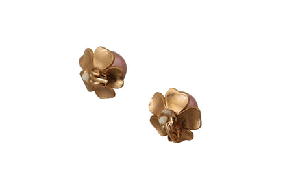 Dolce &amp; Gabbana Elegant Floral Crystal Pearl Clip-On Earrings