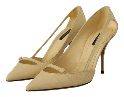 Dolce &amp; Gabbana Chic Pointed Toe Leather Pumps in Sunshine Yellow