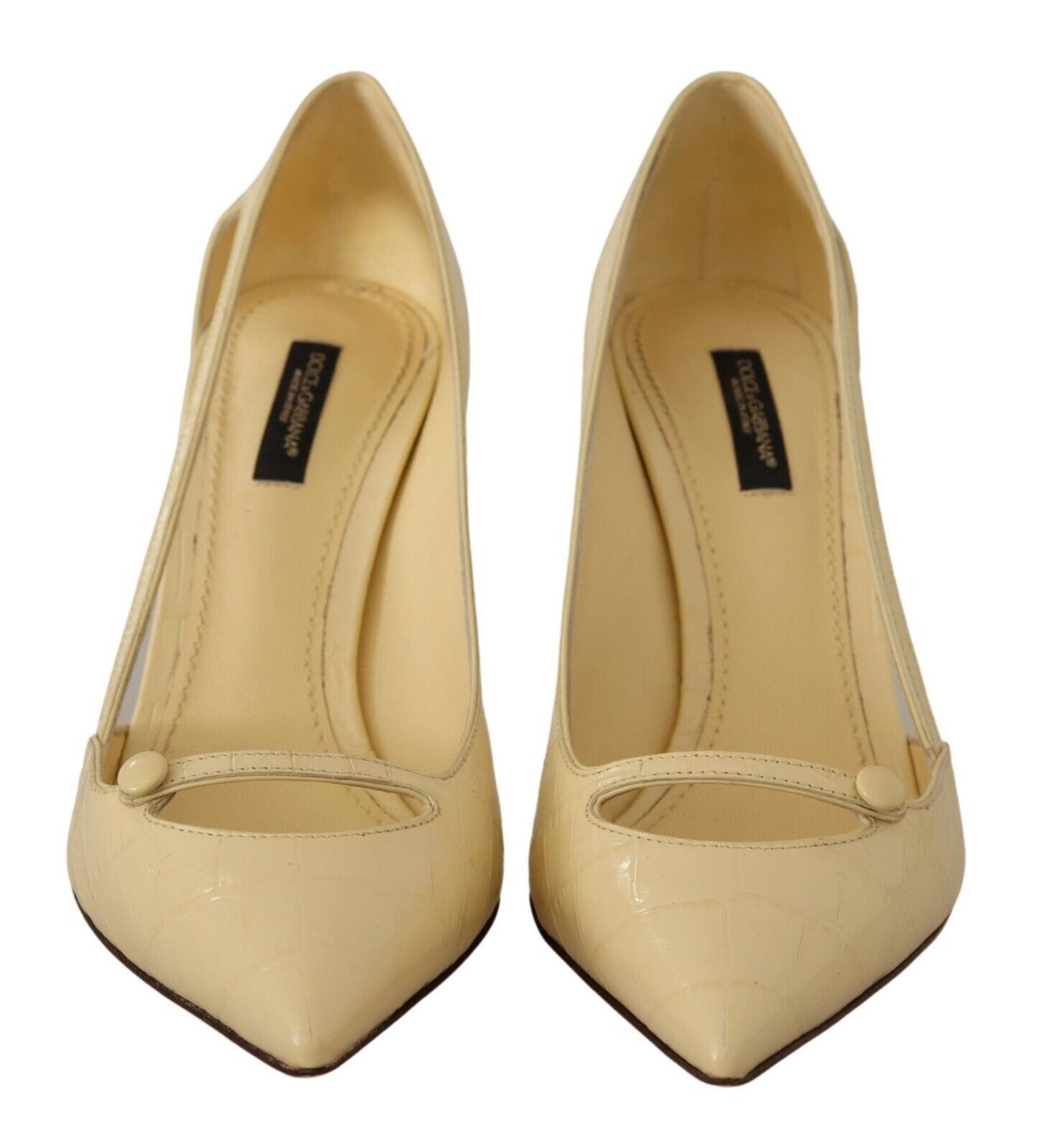 Dolce &amp; Gabbana Chic Pointed Toe Leather Pumps in Sunshine Yellow