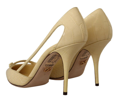 Dolce &amp; Gabbana Chic Pointed Toe Leather Pumps in Sunshine Yellow