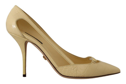 Dolce &amp; Gabbana Chic Pointed Toe Leather Pumps in Sunshine Yellow