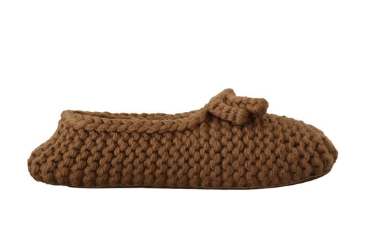 Dolce &amp; Gabbana Elegant Wool Knit Ballerina Flats in Brown