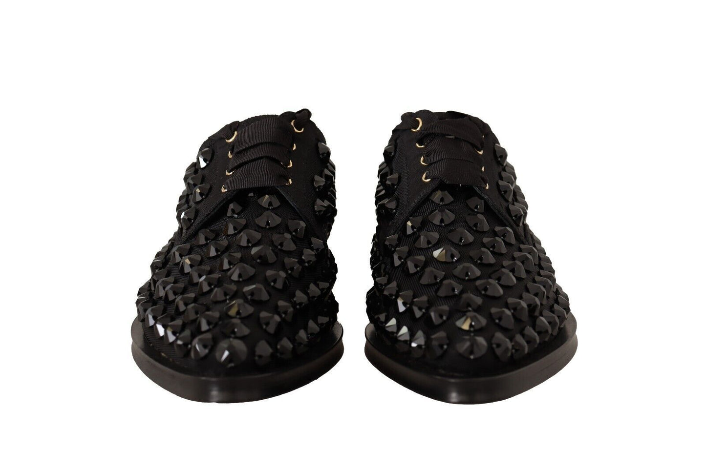 Dolce &amp; Gabbana Elegant Gros Grain Lace-Up Jeweled Flats