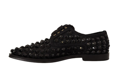 Dolce &amp; Gabbana Elegant Gros Grain Lace-Up Jeweled Flats