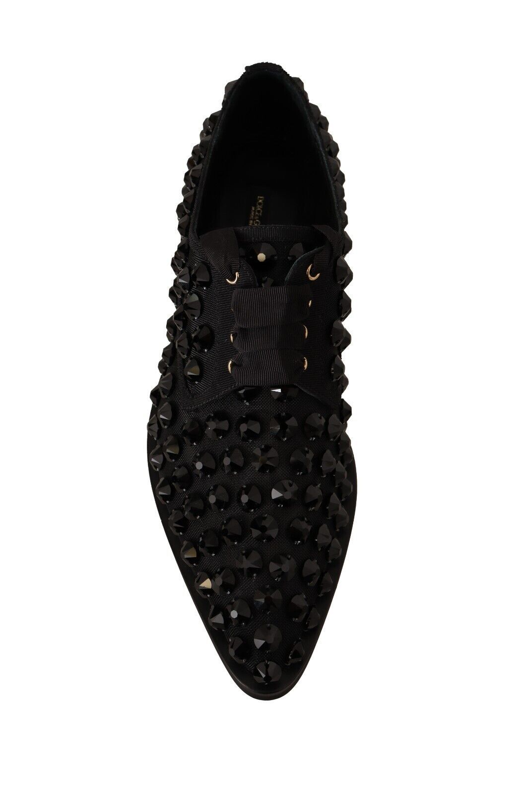 Dolce &amp; Gabbana Elegant Gros Grain Lace-Up Jeweled Flats