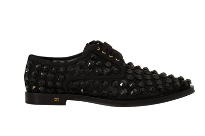 Dolce &amp; Gabbana Elegant Gros Grain Lace-Up Jeweled Flats