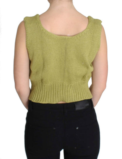 PINK MEMORIES Elegant Green Knit Sleeveless Vest Sweater