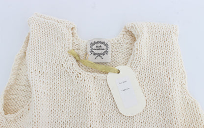 PINK MEMORIES Beige Sleeveless Cotton Blend Vest Sweater