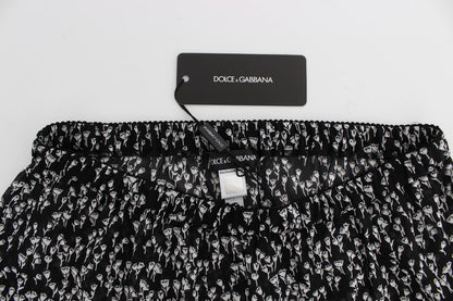 Dolce &amp; Gabbana Elegant Black &amp; White Floral Lace Silk Shorts