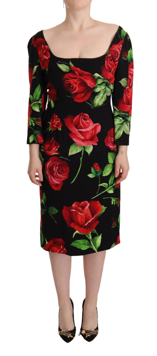 Dolce & Gabbana Elegant Floral Print Silk Sheath Dress