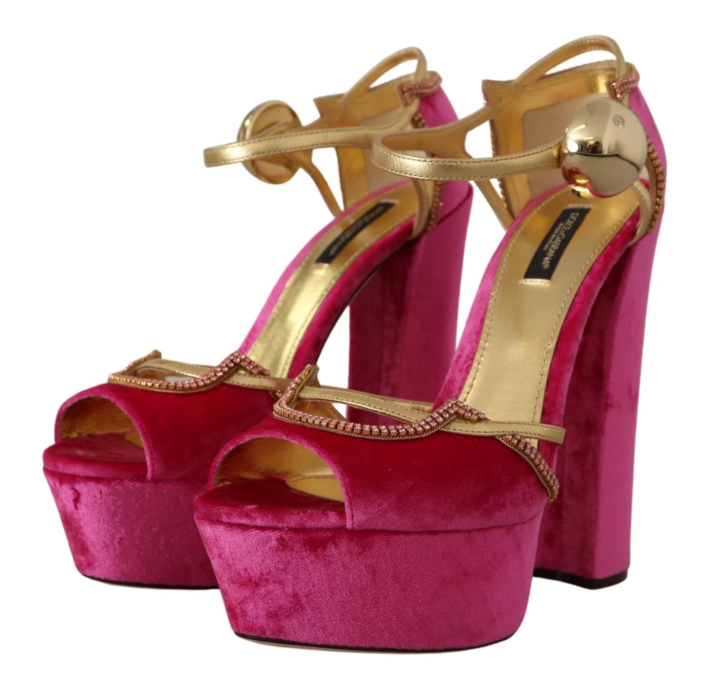 Dolce &amp; Gabbana Ethereal Pink Velvet Crystal Sandals