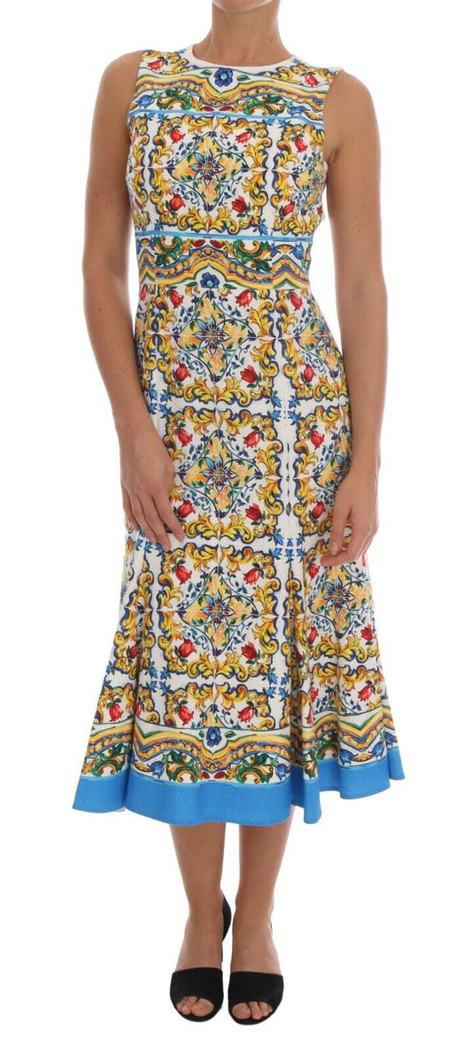 Dolce &amp; Gabbana Majolica Print Midi Sheath Dress