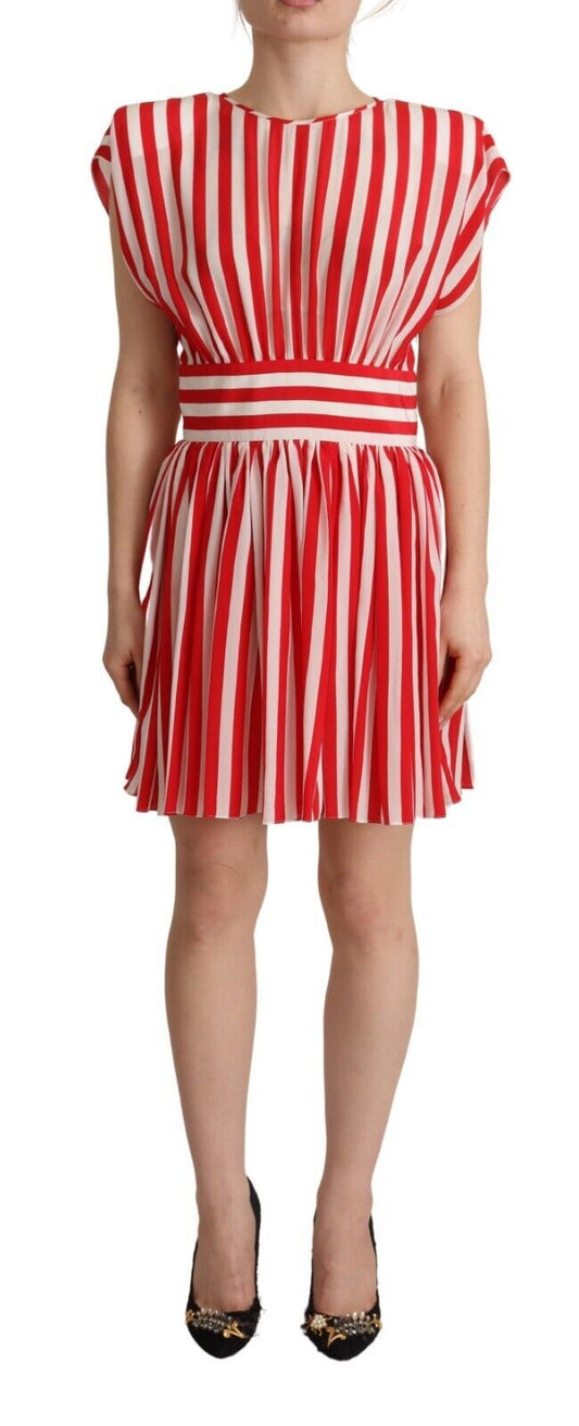 Dolce &amp; Gabbana Elegant Striped Silk A-Line Mini Dress