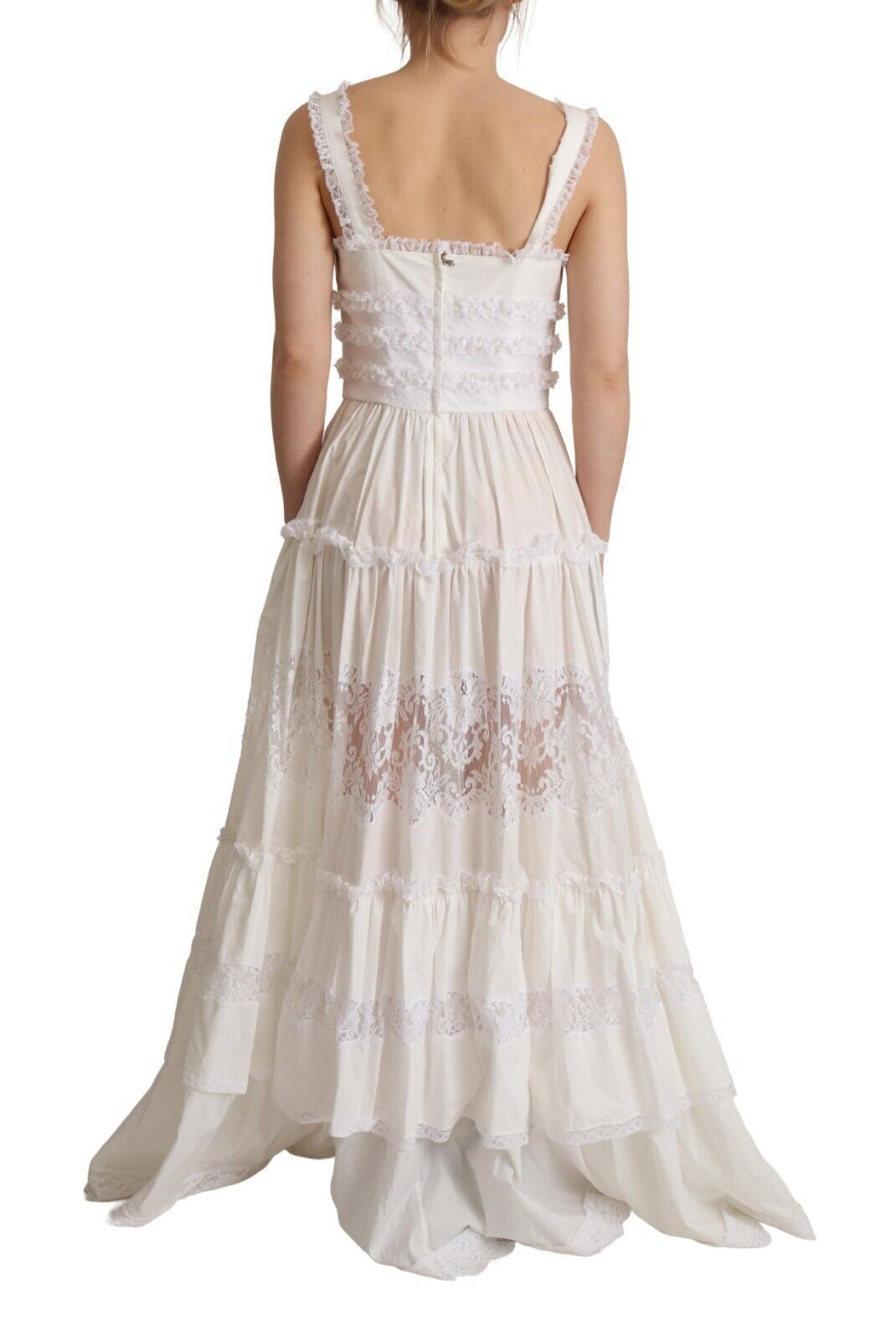 Dolce &amp; Gabbana Elegant White A-Line Tiered Maxi Dress