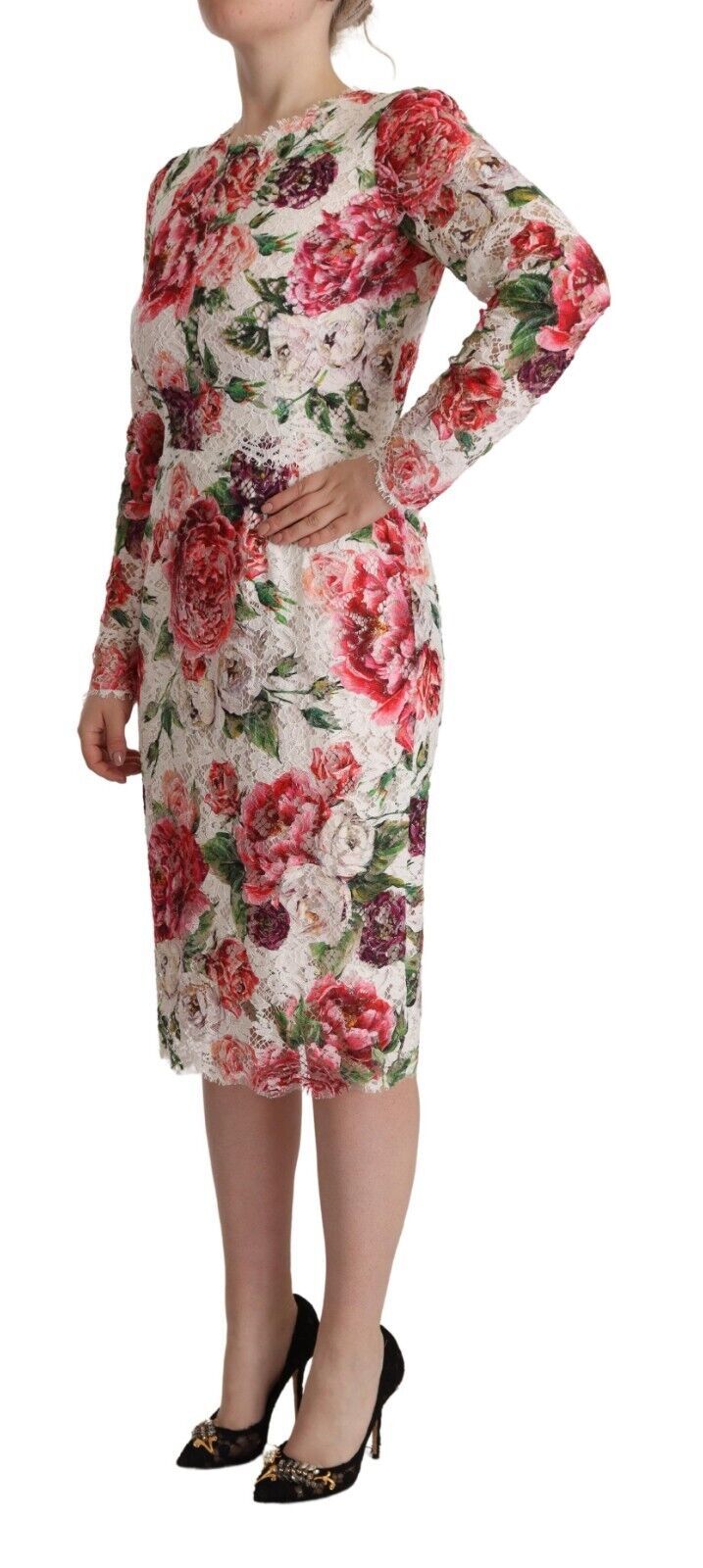 Dolce & Gabbana Elegant Sheath Lace Floral Midi Dress