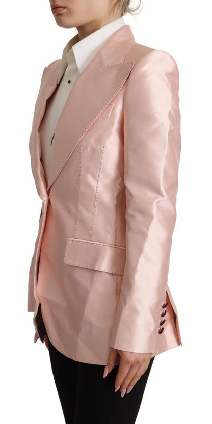 Dolce & Gabbana Elegant Pink Silk Blazer Jacket