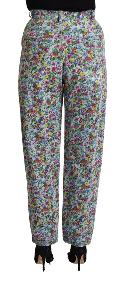 Dolce &amp; Gabbana Floral High Waisted Tapered Denim Jeans