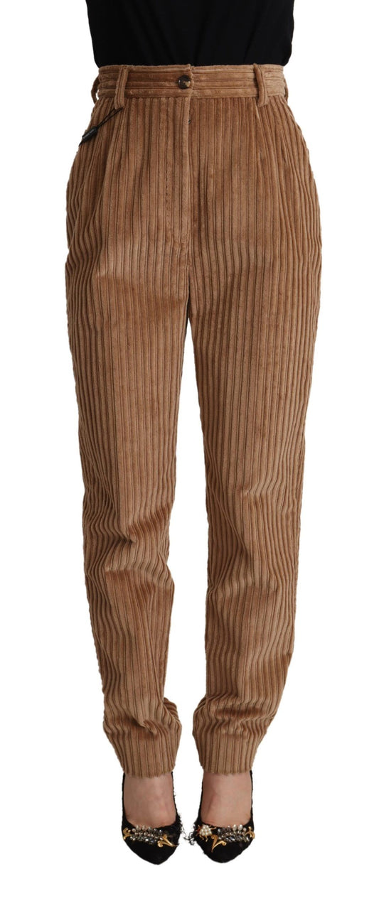 Dolce &amp; Gabbana Elegant High-Waisted Tapered Corduroy Pants