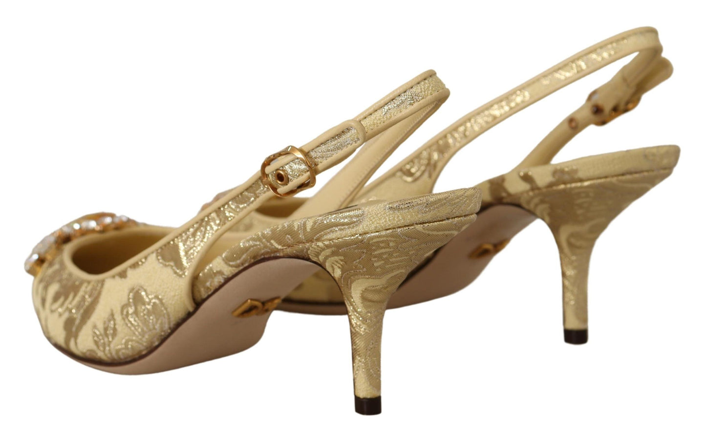 Dolce &amp; Gabbana Gleaming Gold Crystal Slingback Heels