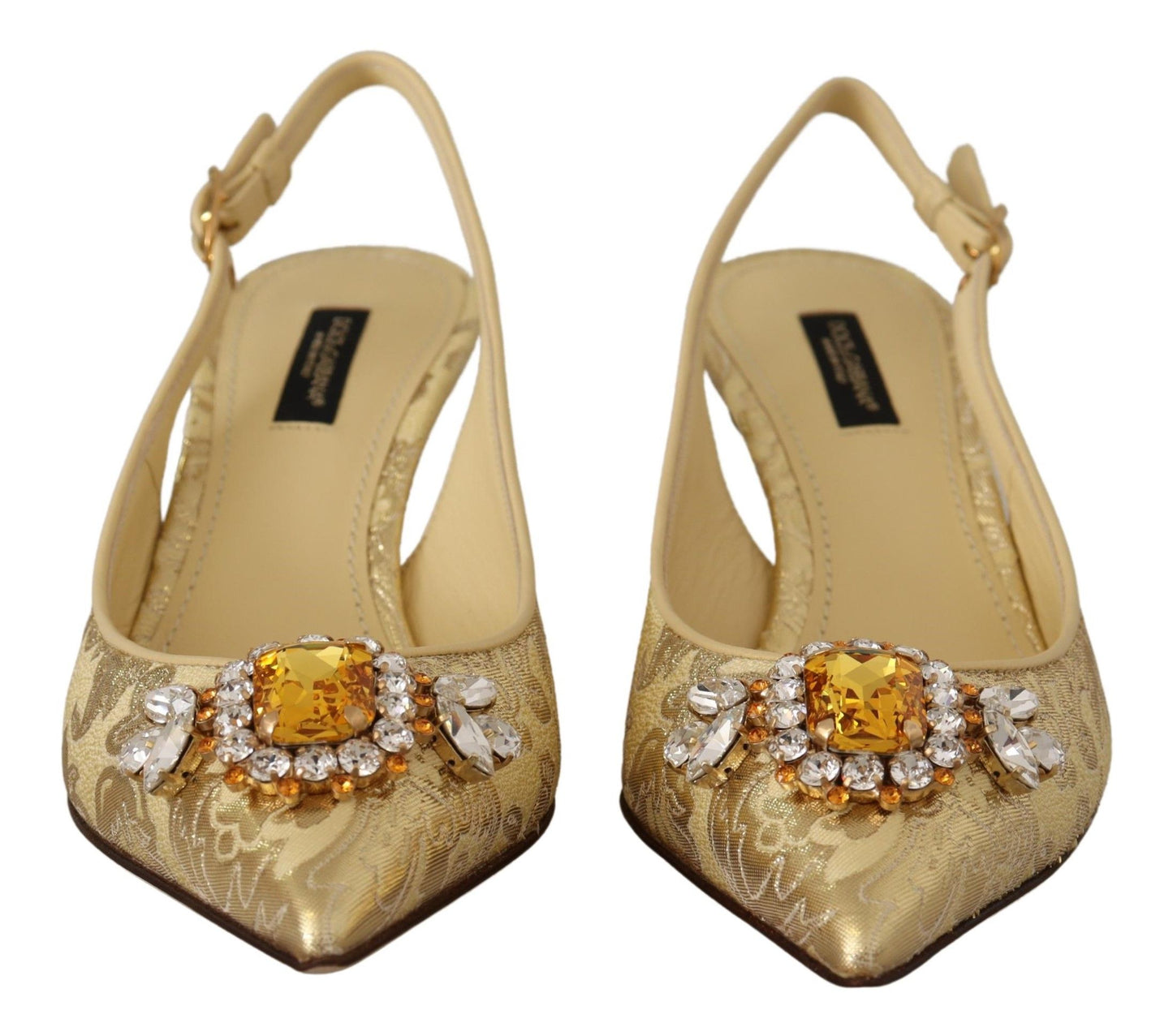 Dolce &amp; Gabbana Gleaming Gold Crystal Slingback Heels