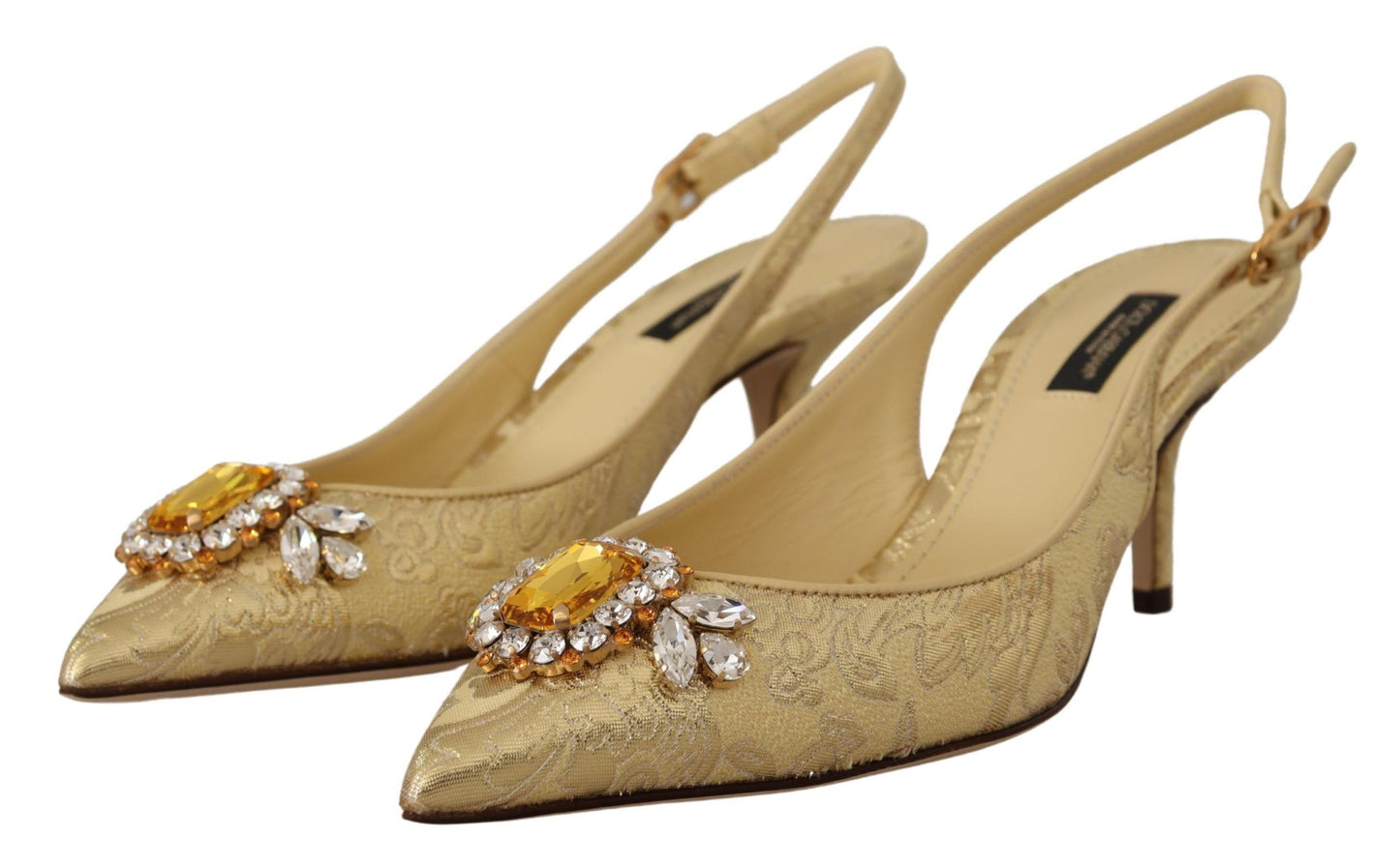 Dolce &amp; Gabbana Gleaming Gold Crystal Slingback Heels