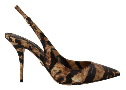 Dolce &amp; Gabbana Tiger Pattern Slingback Heels Pumps