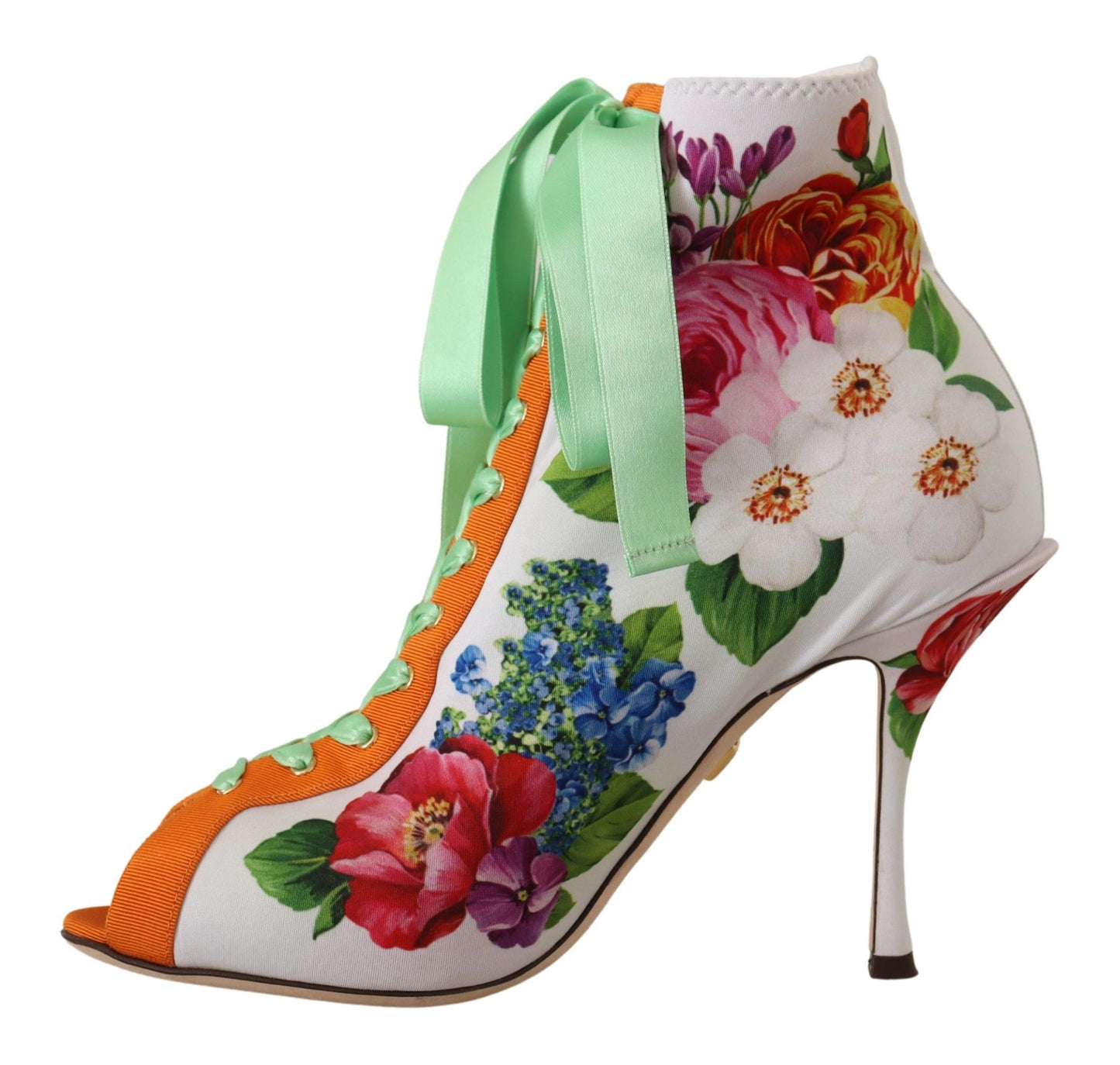 Dolce &amp; Gabbana Floral Open Toe Jersey Heels