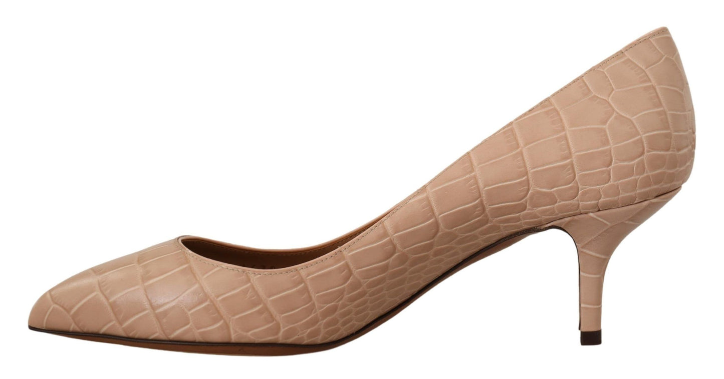 Dolce &amp; Gabbana Elegant Beige Leather Pumps