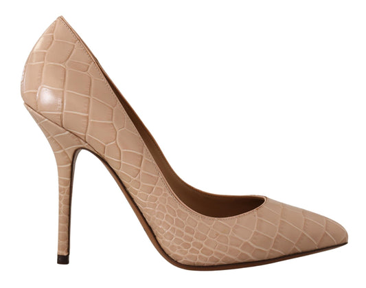 Dolce &amp; Gabbana Elegant Beige Nude Leather Pumps