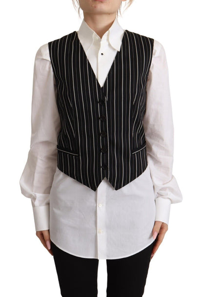 Dolce &amp; Gabbana Elegant V-Neck Sleeveless Wool-Blend Cardigan