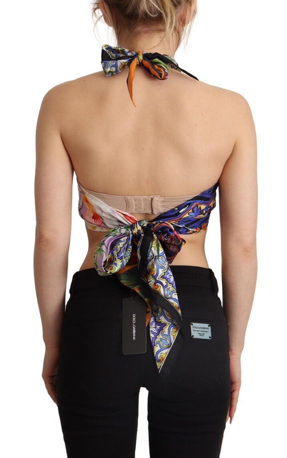 Dolce &amp; Gabbana Sumptuous Silk Halter Cropped Top - Multicolor