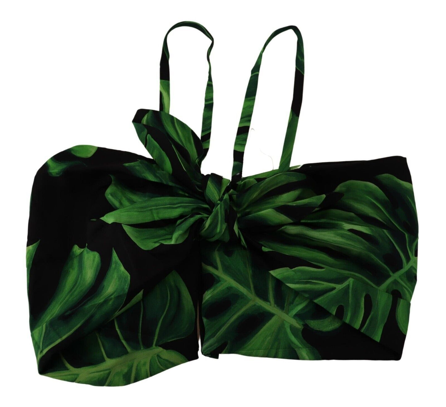 Dolce &amp; Gabbana Elegant Leaf Print Halter Cropped Top