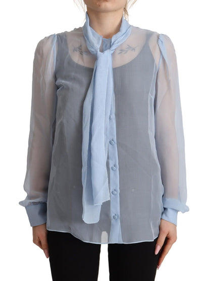 Dolce &amp; Gabbana Elegant Silk Ascot Collar Blouse