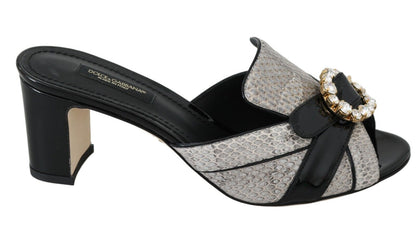 Dolce &amp; Gabbana Crystal-Embellished Exotic Leather Sandals