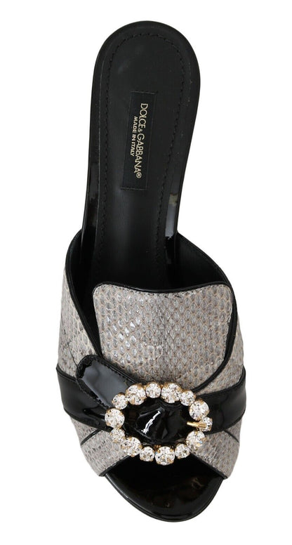 Dolce &amp; Gabbana Crystal-Embellished Exotic Leather Sandals