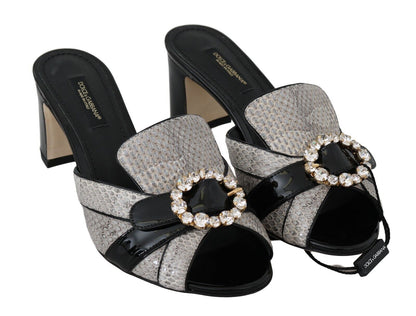 Dolce &amp; Gabbana Crystal-Embellished Exotic Leather Sandals