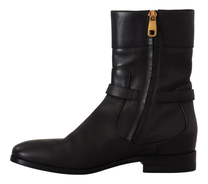 Dolce &amp; Gabbana Elegant Leather Biker Boots