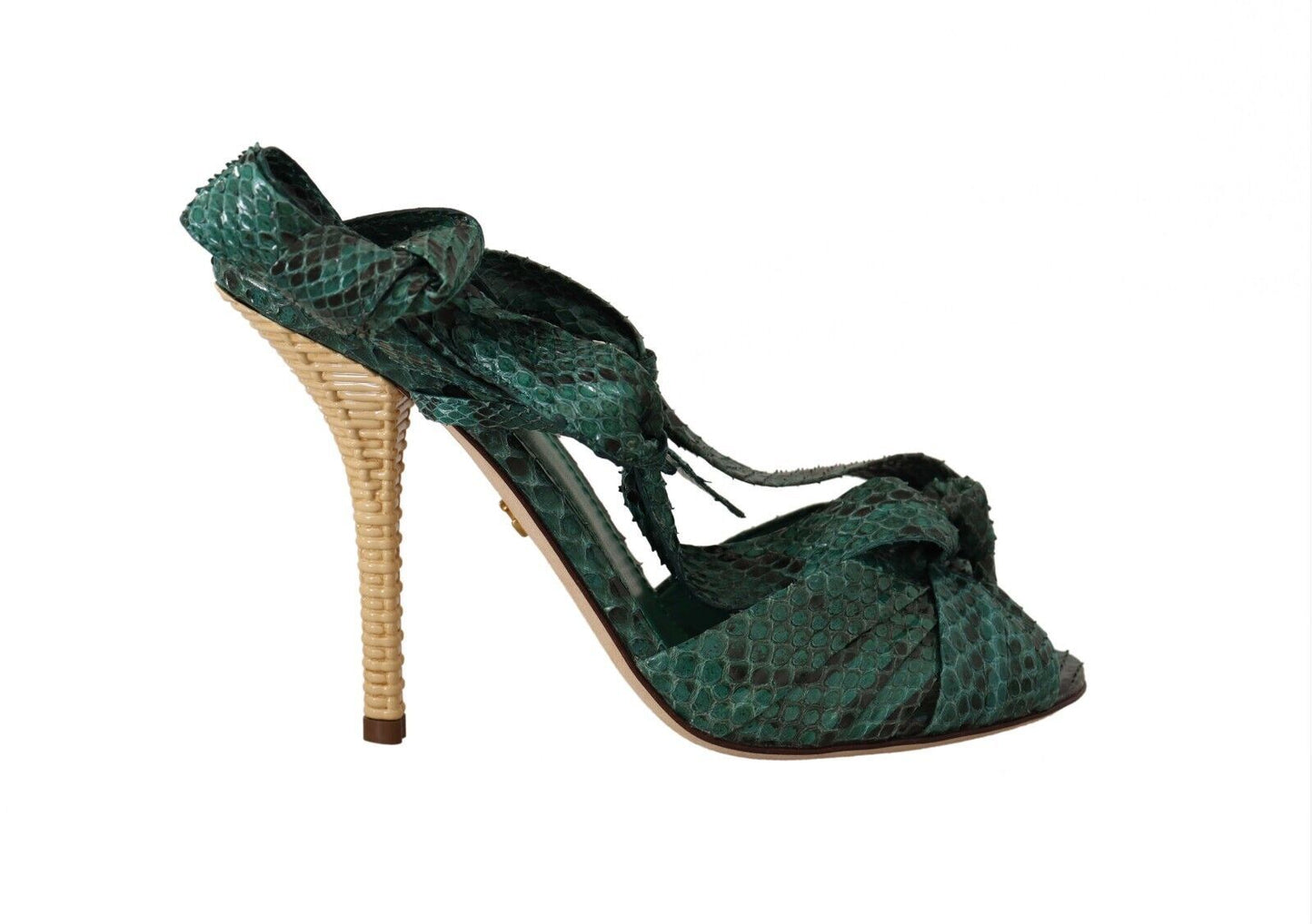 Dolce &amp; Gabbana Emerald Exotic Leather Heeled Sandals