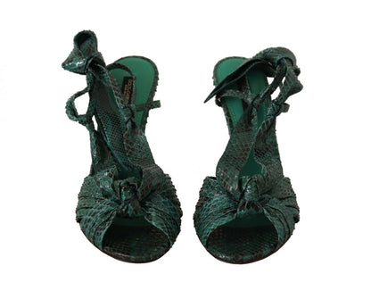 Dolce & Gabbana Emerald Exotic Leather Heeled Sandals