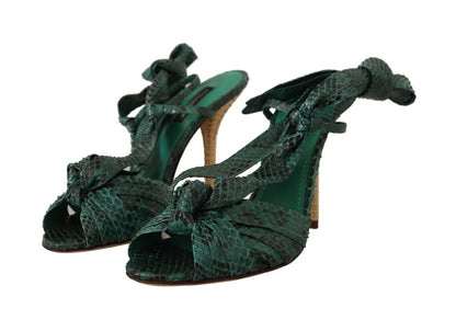 Dolce &amp; Gabbana Emerald Exotic Leather Heeled Sandals