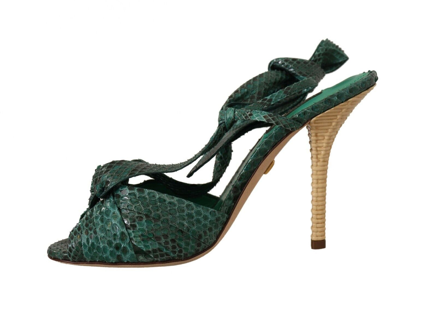 Dolce &amp; Gabbana Emerald Exotic Leather Heeled Sandals