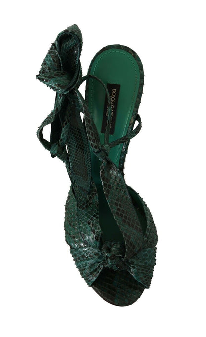 Dolce &amp; Gabbana Emerald Exotic Leather Heeled Sandals