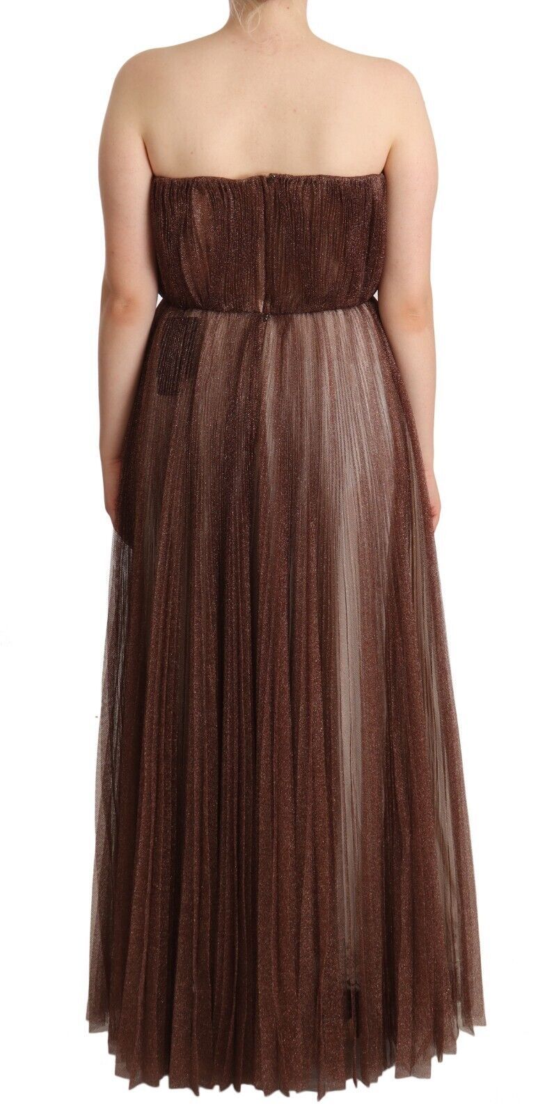 Dolce &amp; Gabbana Elegant Metallic Bronze Long Gown