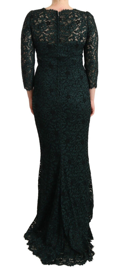 Dolce &amp; Gabbana Elegant Lace Floor-Length V-Neck Dress